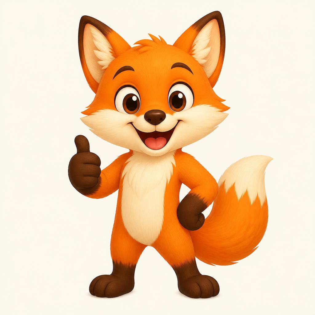 CartoonFlip fox mascot giving a thumbs up